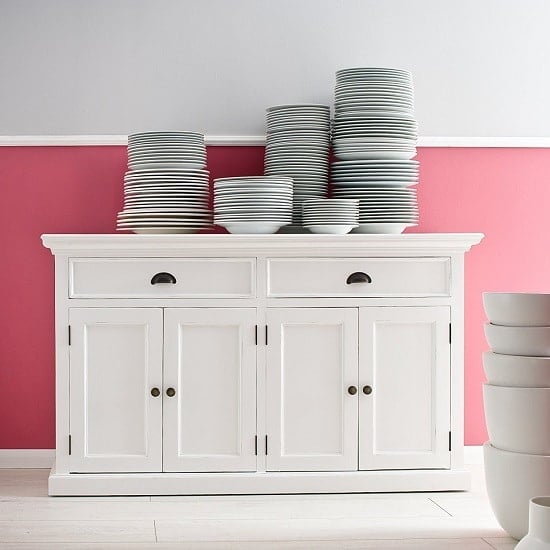 Allthorp Solid Wood Sideboard In White With 4 Doors