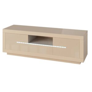 Martley High Gloss TV Stand With 2 Doors In Cream And LED