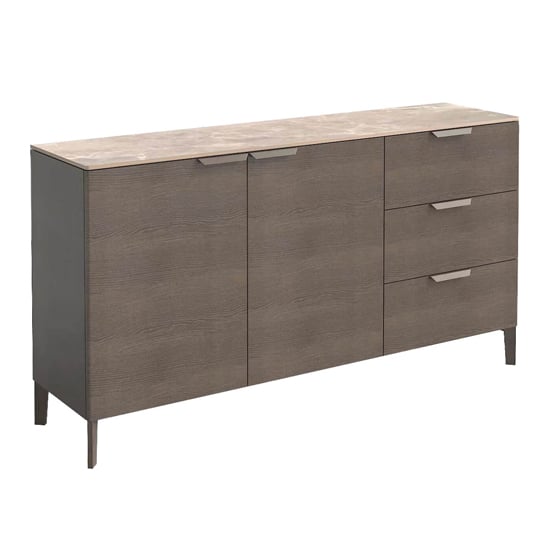 Adrian Sintered Stone Top Wooden Sideboard 2 Doors In Latte