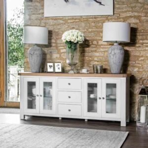 Celina Wooden Sideboard With 4 Doors 3 Drawers In Oak And White