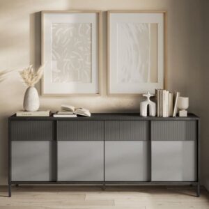 Edison Wooden Sideboard 4 Doors In Lead Chalk Slate Effect