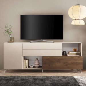 Milan Wooden TV Sideboard 2 Doors 2 Drawers In Cashmere Walnut