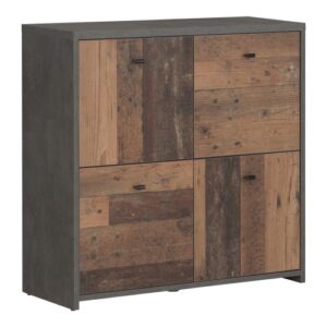 Beile Wooden Sideboard 4 Doors In Dark Grey And Concrete