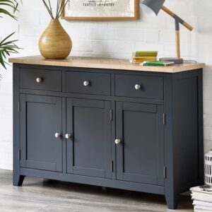 Baqia Wooden Sideboard With 3 Doors 3 Drawers In Dark Grey