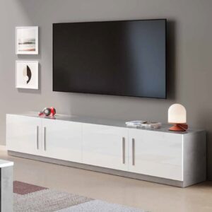 Breta High Gloss TV Stand 4 Doors In White And Grey