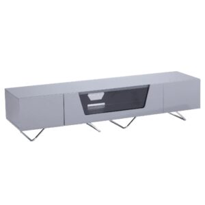 Chroma Large High Gloss TV Stand With Steel Frame In Grey