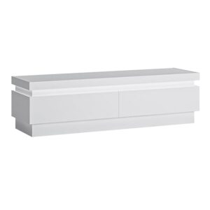 Lyco High Gloss TV Stand With 2 Drawers In White With LED