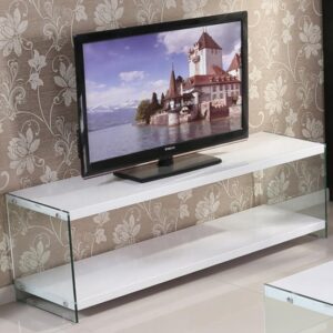 Maik White High Gloss TV Stand With Glass Frame