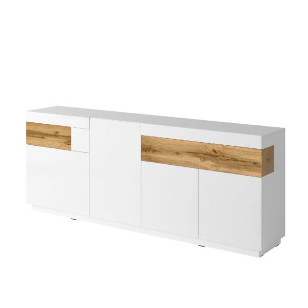 Sevilla High Gloss Sideboard With 3 Doors In White Oak