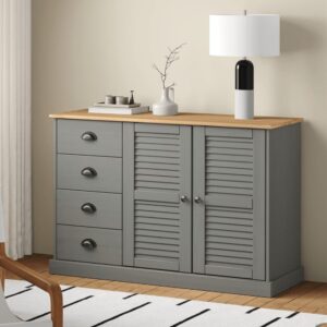 Vidor Wooden Sideboard With 2 Doors 4 Drawers In Grey Brown